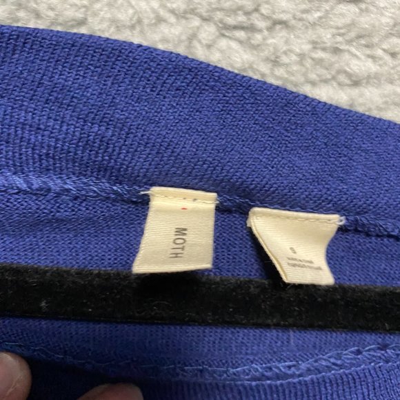 Like NEW Anthropologie Moth Blue Cashmere Blend One Shoulder Sweater S. - Picture 4 of 9